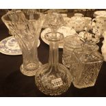 Two cut glass decanters,