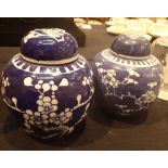 Two Chinese prunus ginger jars,