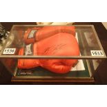 Tony Sibson signed boxing glove on a Lonsdale London glove with added Sibbo in glove case,