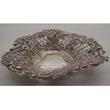 Hallmarked silver pierced heart shaped bon bon dish, assay Birmingham 1898, D: 8 cm,