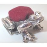 Silver frog pin cushion