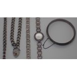 Collection of 925 silver jewellery including wristwatch,