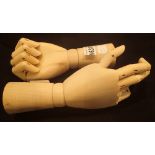 Two wooden movable hands,