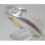 9ct white gold two stone diamond ring,