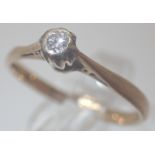 9ct yellow gold solitaire diamond ring,