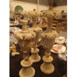 Pair of Victorian alabaster lamps and one other,