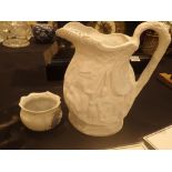 Large Portmeirion Parian ware jug and a Jasperware parian ware