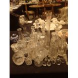 Collection of crystal and glass decanters