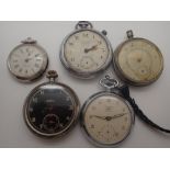 Collection of mixed pocket watches including Junghans and a black faced example