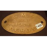 LMS 1926 Derby railway wagon plaque,