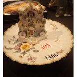 Early Staffordshire floral encrusted house,