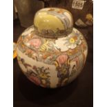 Chinese large famille rose lidded ginger jar,