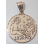 Zodiac Scorpio pendant in 14ct gold