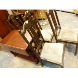 Mahogany drop leaf trolley and four chairs