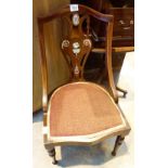 Mahogany nursing chair with shield back inlaid with ivory and fruitwood
