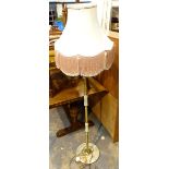 Brass and green onyx standard lamp with shade