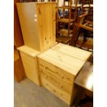 Two pine chests of three drawers,