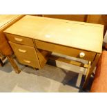 Modern stained beech dressing table with lifting mirrored lid,