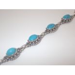 Silver tested veined turquoise bracelet