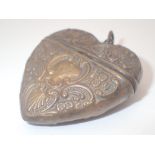 Brass heart vesta case, L: 4 cm