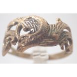 9ct gold dragon ring, size S