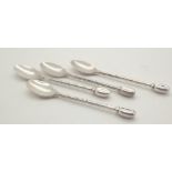 Four white metal coffee bean spoons, 59g