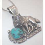Sterling silver turquoise set wolf penda
