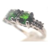 Sterling silver rhodium plated green thr