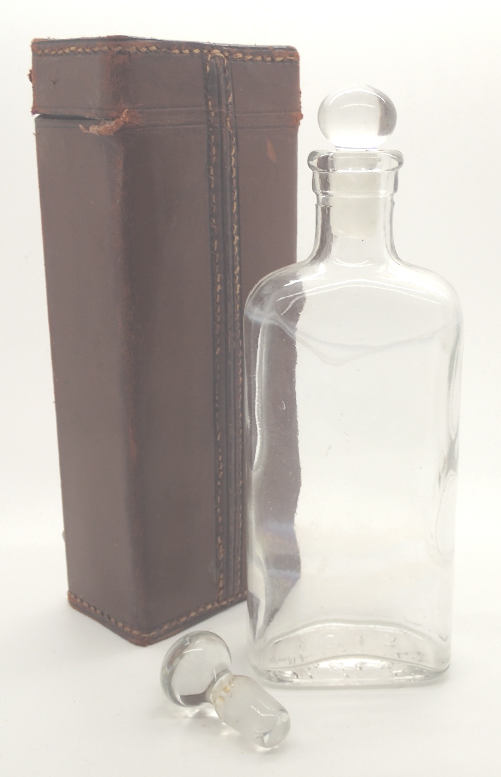 Antique leather cased medicine bottle ma