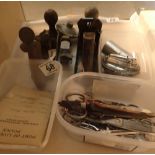 Two Stanley wood planes number 4, cigarette lighters, scissors and police notebook,