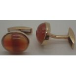 Pair of fully hallmarked cabochon set 9 ct gold cufflinks