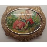 Boxed Stratton compact with hand painted panel