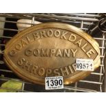 Brass Coalbrookdale factory plate from a steam loco railway engine