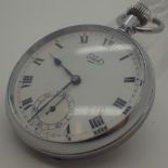 Chromium cased Pilot crown wind open face pocket watch CONDITION REPORT: This watch