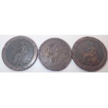 Two George III 1797 cartwheel pennies and a 1807 penny