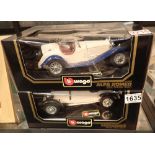 Two Burago diecast vehicles including Alfa Romao and Mercedes SSK