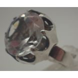 Swedish sterling silver large stone set ring,