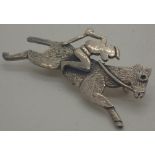 Sterling silver horse and jockey brooch