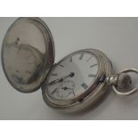 Hallmarked silver crown wind full hunter pocket watch,