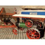 Boxed Mamod traction engine in very good condition and one other bench base steam engine