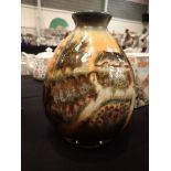 Austrian Robert Hanke cottage scene glazed vase,