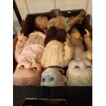 Box of five vintage dolls