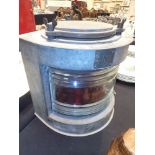 Galvanised steel nautical port side lantern, electrically converted, H: 29 cm,