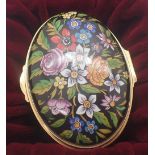 Staffordshire Enamels Flowers pillbox on a black background,