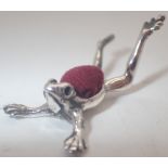 Silver frog pin cushion,