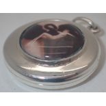 Silver enamel nude pill box,