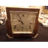 Garrard Westminster chime oak cased Art Deco clock with key and pendulum and a Boodle & Dunthorne
