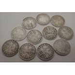 Eleven Victoria silver threepences