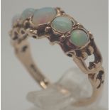 9 ct gold vintage 1964 five stone opal ring,