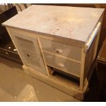 Antique painted pine kitchen unit , three drawers and single cupboard,